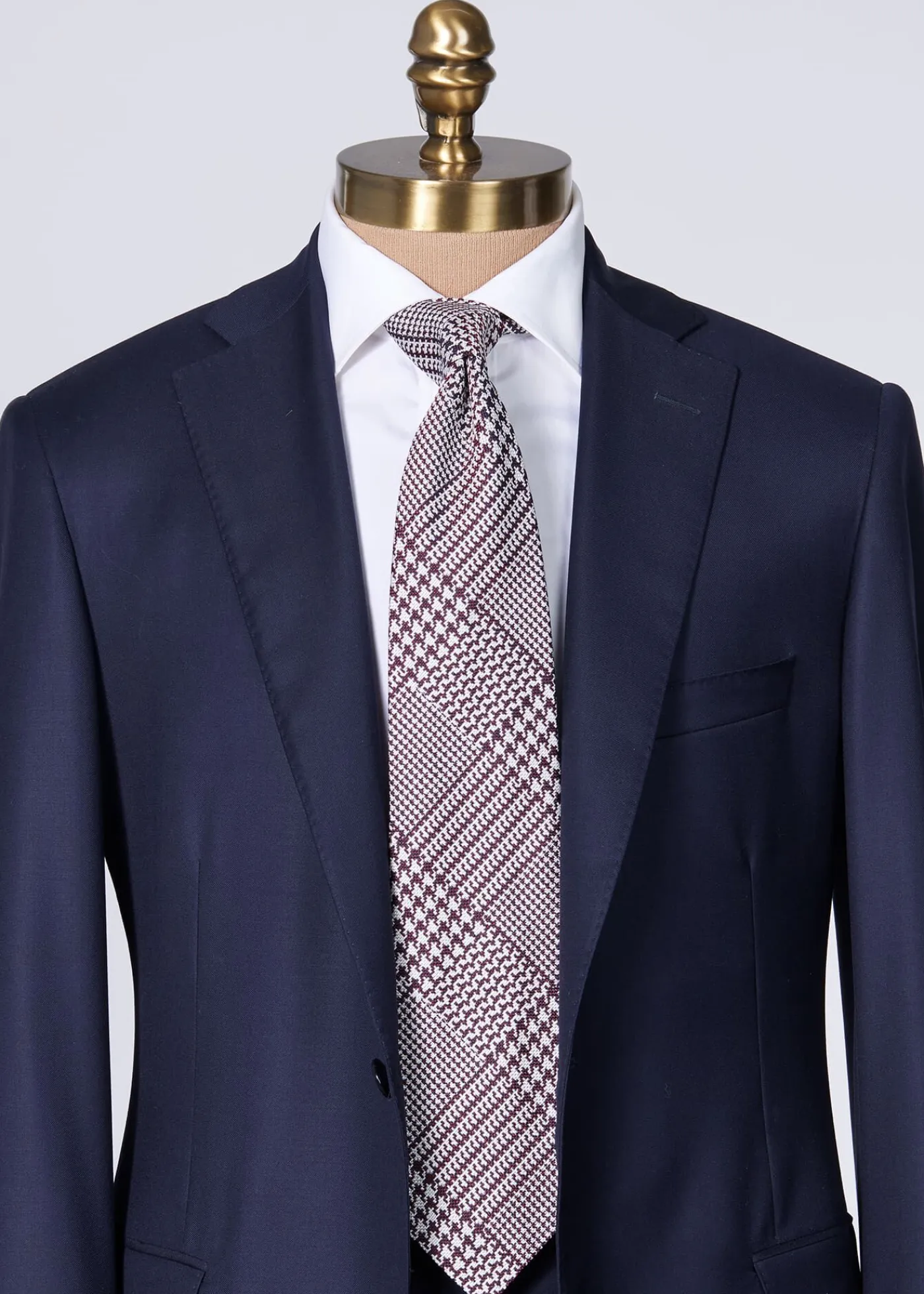 Paul Stuart Ties^Silk Jacquard Plaid Tie Burgundy
