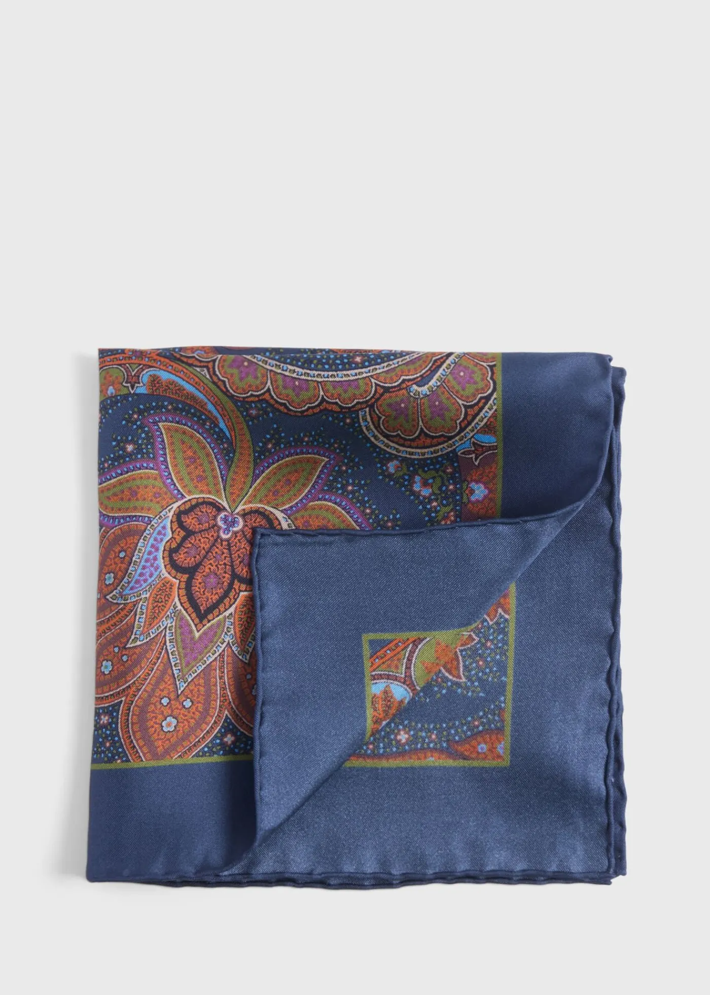 Paul Stuart Pocket Squares^Silk Paisley Pocket Square Navy