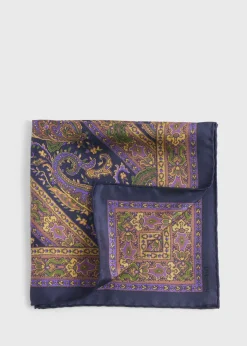Paul Stuart Pocket Squares^Silk Paisley Pocket Square Navy