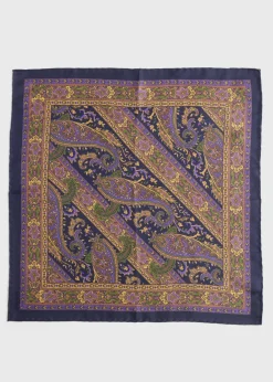 Paul Stuart Pocket Squares^Silk Paisley Pocket Square Navy