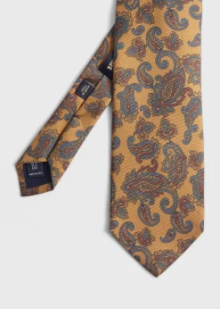 Paul Stuart Ties^Silk Paisley Print Tie Gold