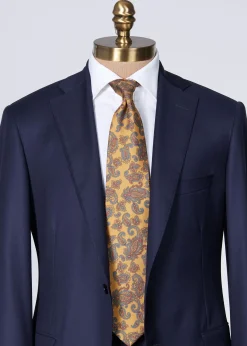 Paul Stuart Ties^Silk Paisley Print Tie Gold