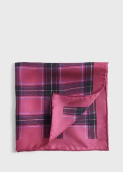 Paul Stuart Pocket Squares^Silk Plaid Print Pocket Square Berry