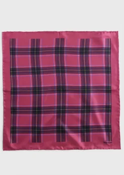 Paul Stuart Pocket Squares^Silk Plaid Print Pocket Square Berry