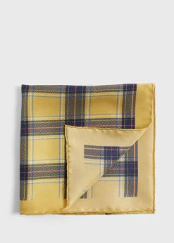 Paul Stuart Pocket Squares^Silk Plaid Print Pocket Square Gold