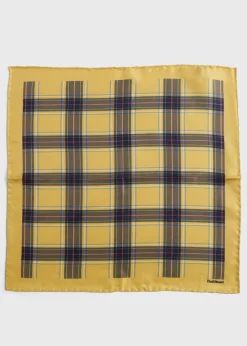 Paul Stuart Pocket Squares^Silk Plaid Print Pocket Square Gold