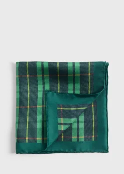 Paul Stuart Pocket Squares^Silk Plaid Print Pocket Square Green