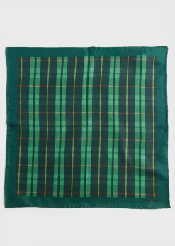 Paul Stuart Pocket Squares^Silk Plaid Print Pocket Square Green