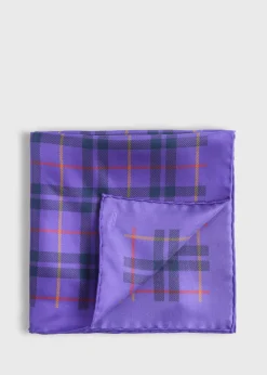 Paul Stuart Pocket Squares^Silk Plaid Print Pocket Square Purple