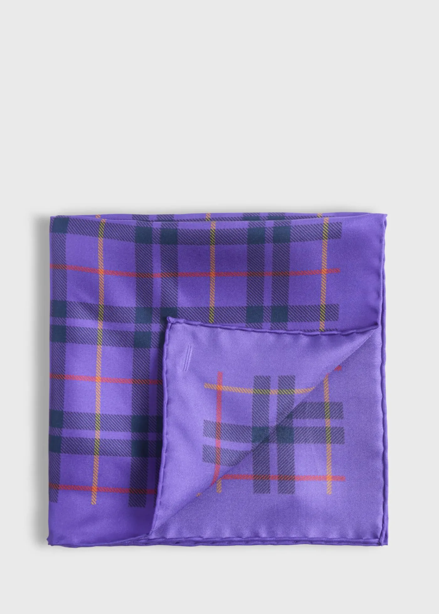 Paul Stuart Pocket Squares^Silk Plaid Print Pocket Square Purple