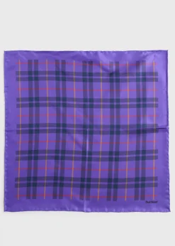 Paul Stuart Pocket Squares^Silk Plaid Print Pocket Square Purple