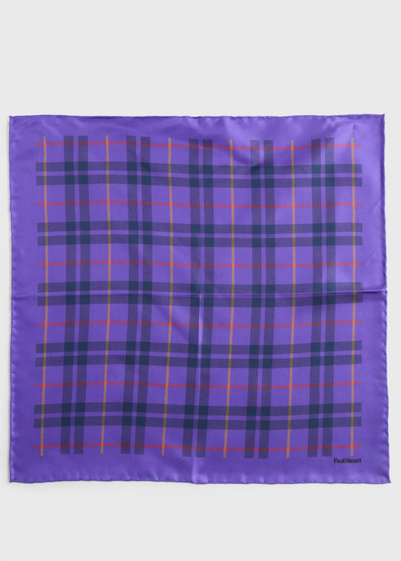 Paul Stuart Pocket Squares^Silk Plaid Print Pocket Square Purple