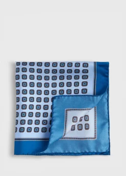 Paul Stuart Pocket Squares^Silk Small Medallion Pocket Square Light Blue