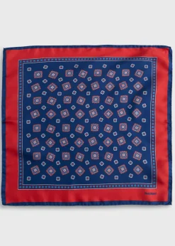 Paul Stuart Pocket Squares^Silk Tossed Medallion Pocket Square Navy
