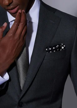 Paul Stuart Pocket Squares|Formal Shop^Silk Twill Dot Pocket Square Black