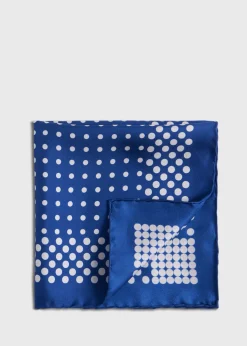 Paul Stuart Pocket Squares^Silk Twill Dot Pocket Square Blue