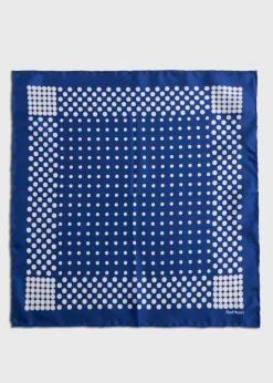 Paul Stuart Pocket Squares^Silk Twill Dot Pocket Square Blue