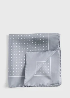 Paul Stuart Pocket Squares|Formal Shop^Silk Twill Dot Print Pocket Square Silver/White