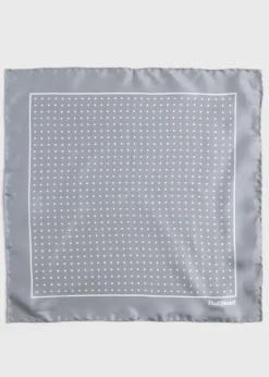 Paul Stuart Pocket Squares|Formal Shop^Silk Twill Dot Print Pocket Square Silver/White