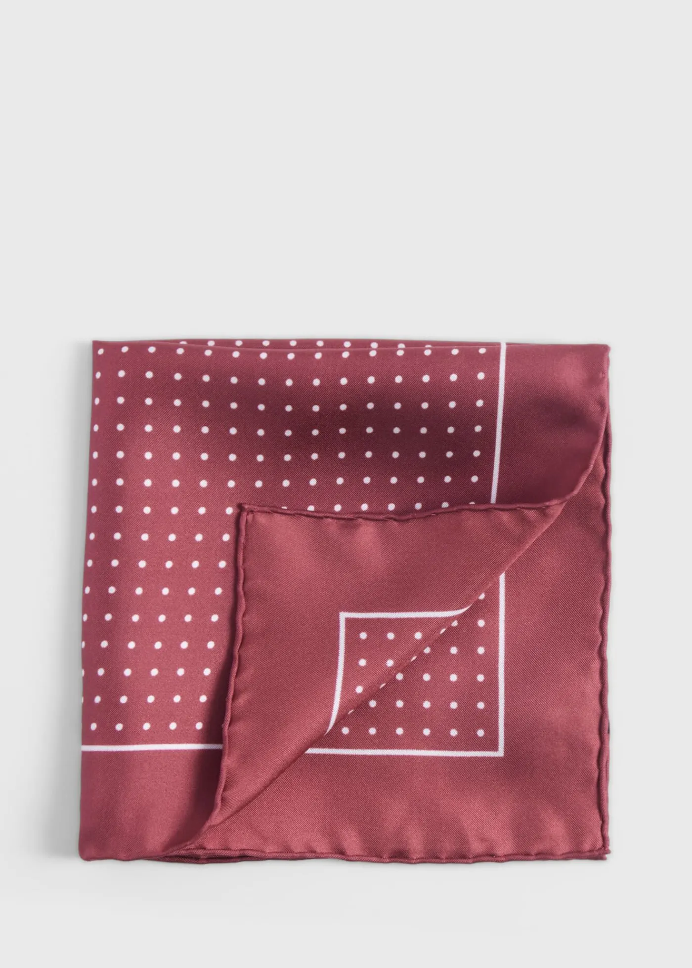 Paul Stuart Pocket Squares|Formal Shop^Silk Twill Dot Print Pocket Square Burgundy/White