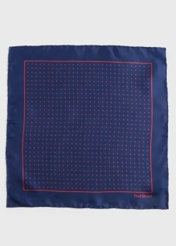 Paul Stuart Pocket Squares^Silk Twill Dot Print Pocket Square Navy/Red