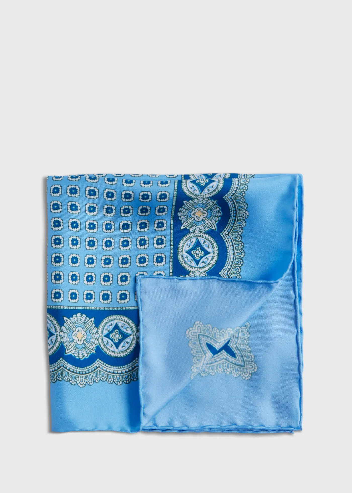 Paul Stuart Pocket Squares|Formal Shop^Silk Twill Medallion Pocket Square Blue