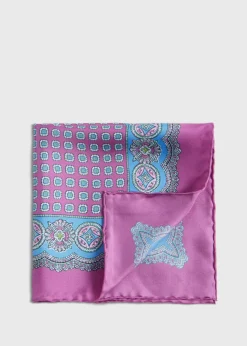 Paul Stuart Pocket Squares|Formal Shop^Silk Twill Medallion Pocket Square Purple