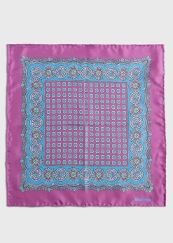 Paul Stuart Pocket Squares|Formal Shop^Silk Twill Medallion Pocket Square Purple