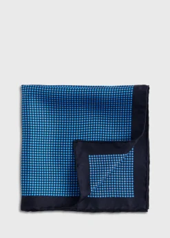 Paul Stuart Pocket Squares|Formal Shop^Silk Twill Micro Medallion Pocket Square Blue