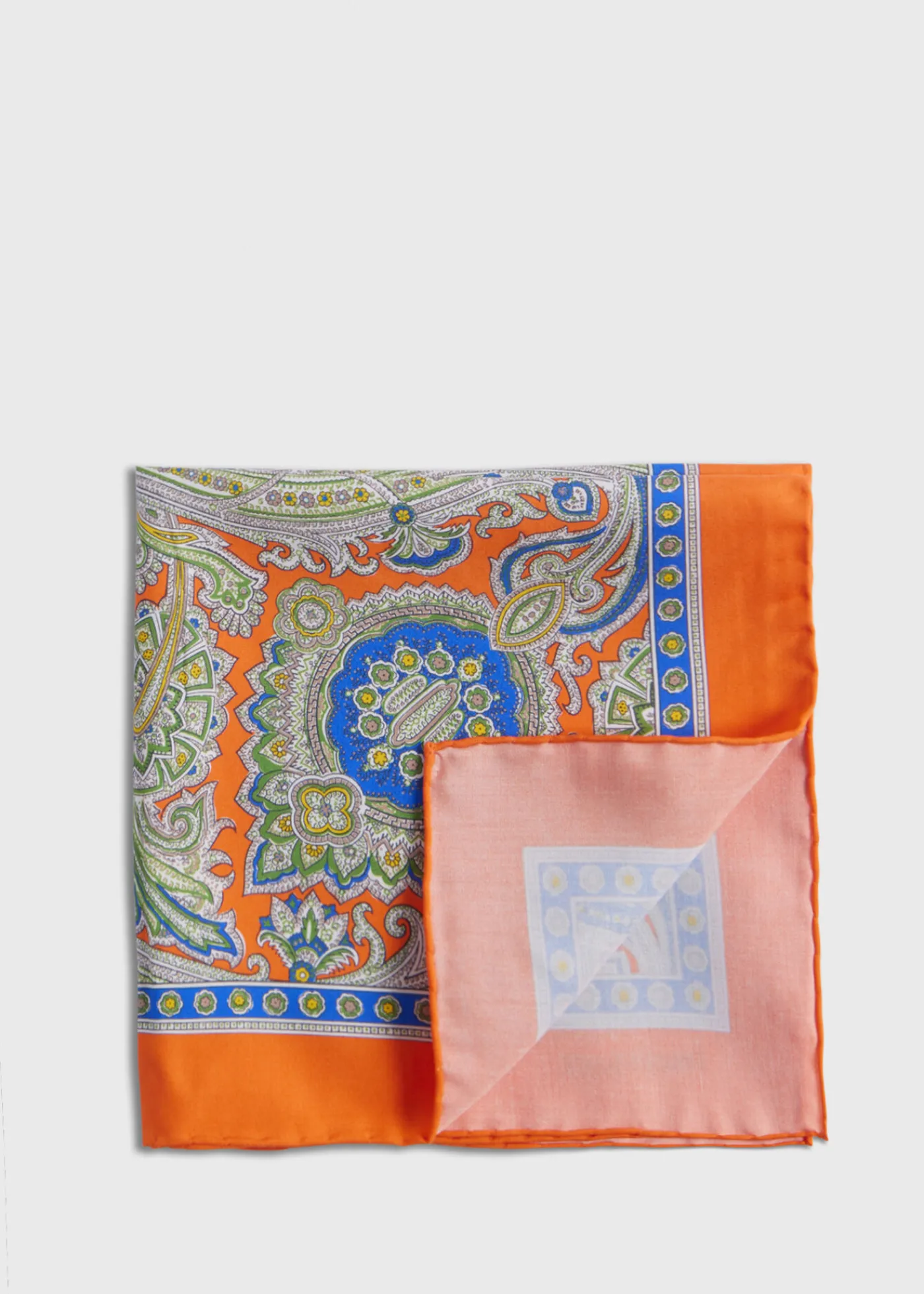 Paul Stuart Pocket Squares^Silk Twill Paisley Pocket Square Orange