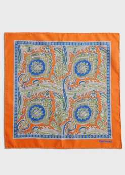 Paul Stuart Pocket Squares^Silk Twill Paisley Pocket Square Orange