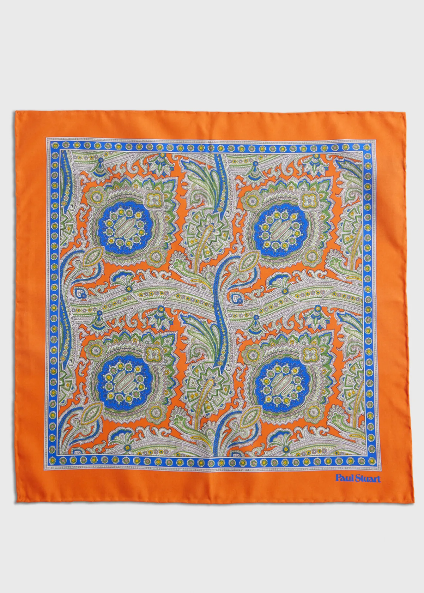 Paul Stuart Pocket Squares^Silk Twill Paisley Pocket Square Orange