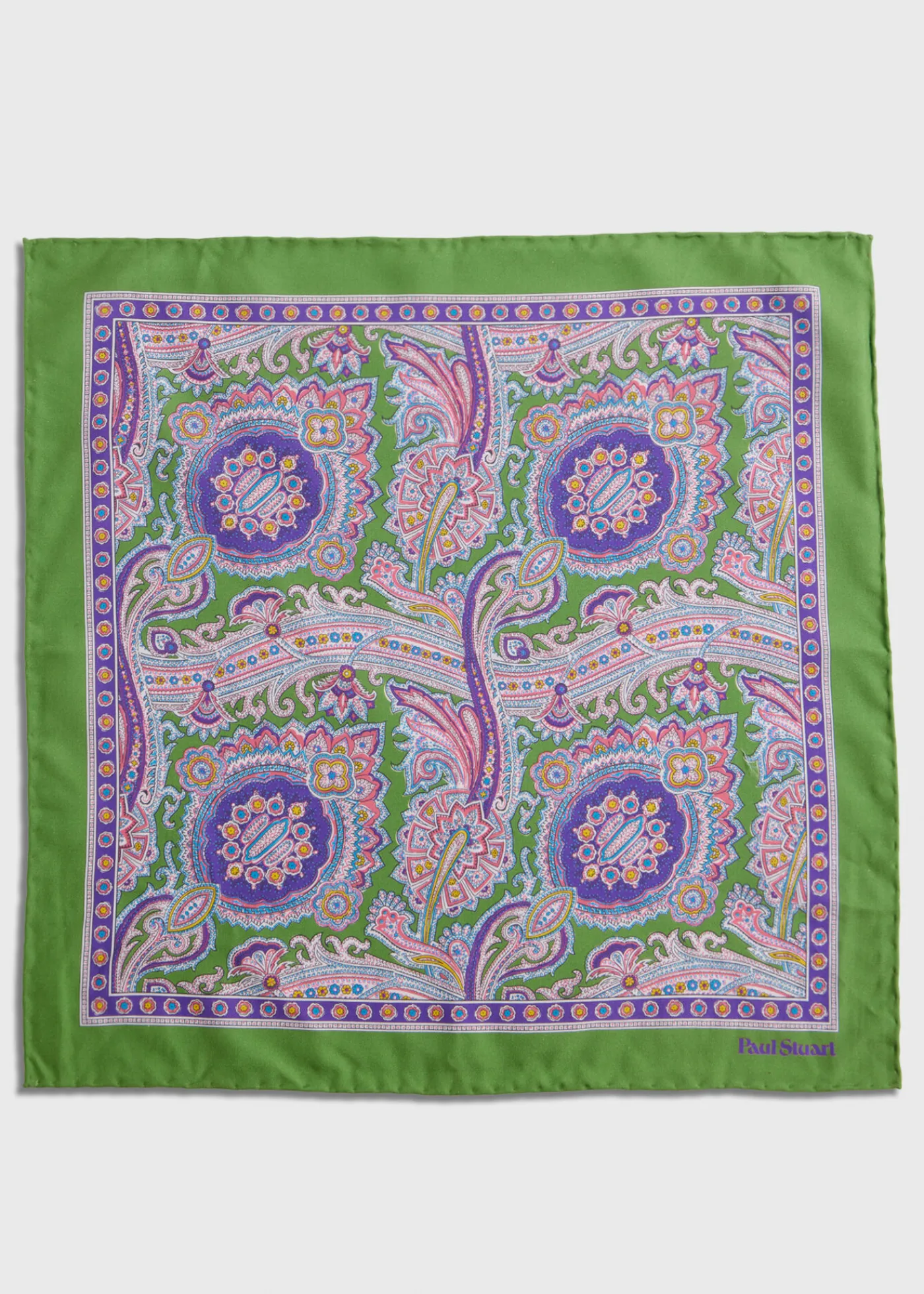 Paul Stuart Pocket Squares^Silk Twill Paisley Pocket Square Pistachio