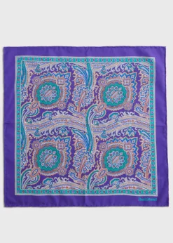 Paul Stuart Pocket Squares^Silk Twill Paisley Pocket Square Purple