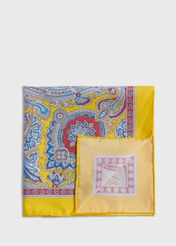 Paul Stuart Pocket Squares|Formal Shop^Silk Twill Paisley Pocket Square Yellow