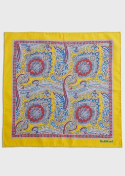 Paul Stuart Pocket Squares|Formal Shop^Silk Twill Paisley Pocket Square Yellow
