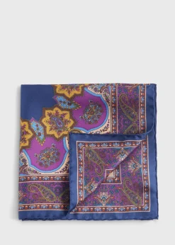 Paul Stuart Pocket Squares^Silk Twill Paisley Pocket Square Navy