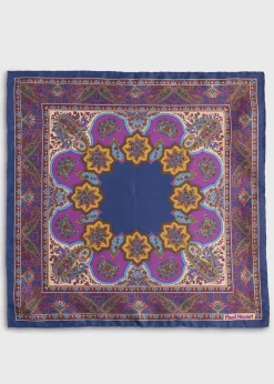 Paul Stuart Pocket Squares^Silk Twill Paisley Pocket Square Navy