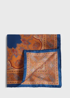 Paul Stuart Pocket Squares^Silk Twill Paisley Pocket Square Royal Blue