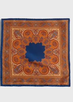 Paul Stuart Pocket Squares^Silk Twill Paisley Pocket Square Royal Blue