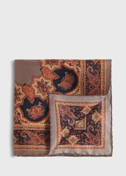Paul Stuart Pocket Squares^Silk Twill Paisley Pocket Square Tan