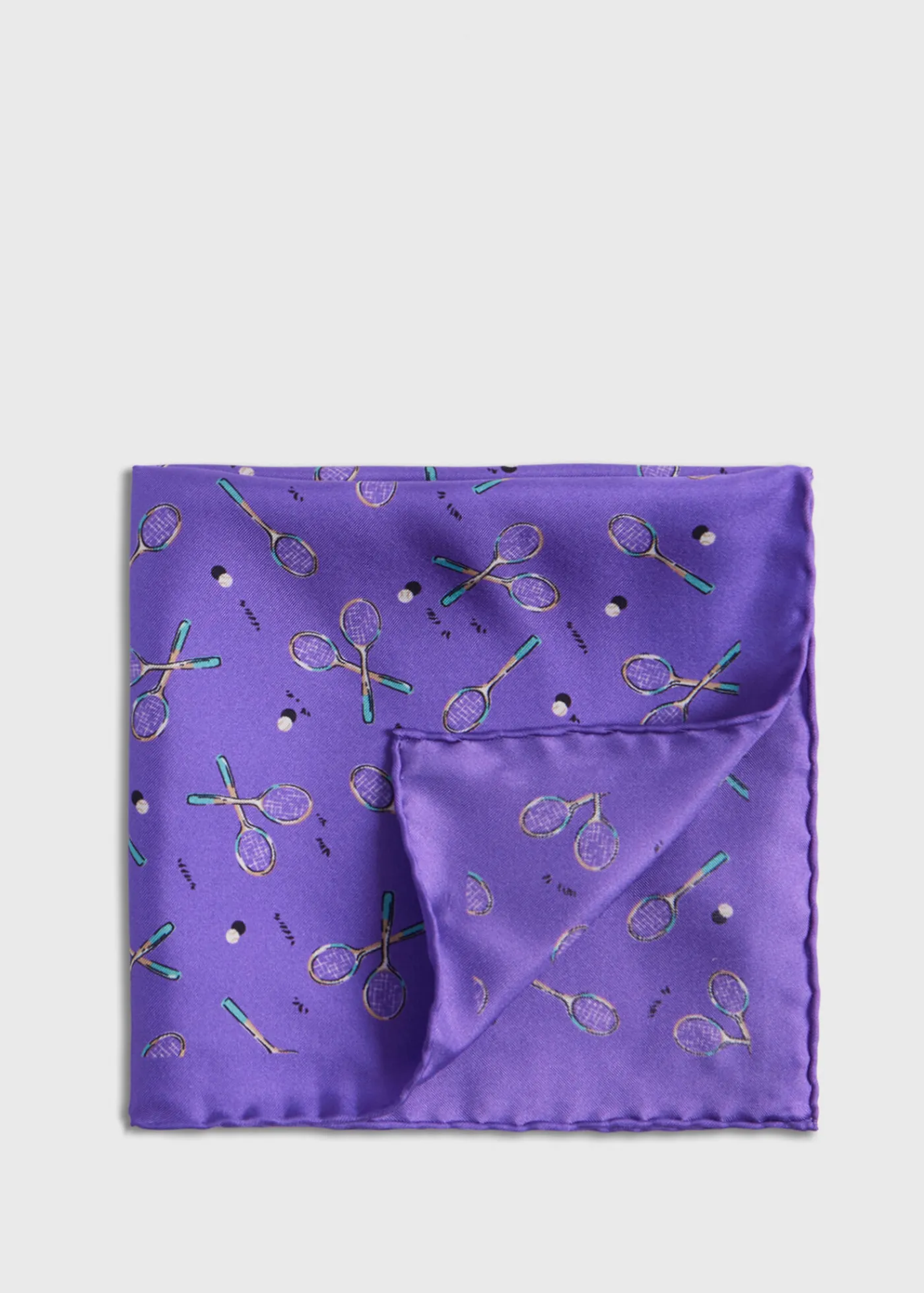 Paul Stuart Pocket Squares^Silk Twill Tennis Racket Print Pocket Square Lilac