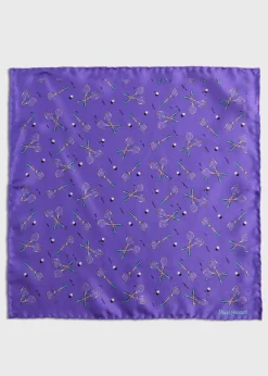 Paul Stuart Pocket Squares^Silk Twill Tennis Racket Print Pocket Square Lilac