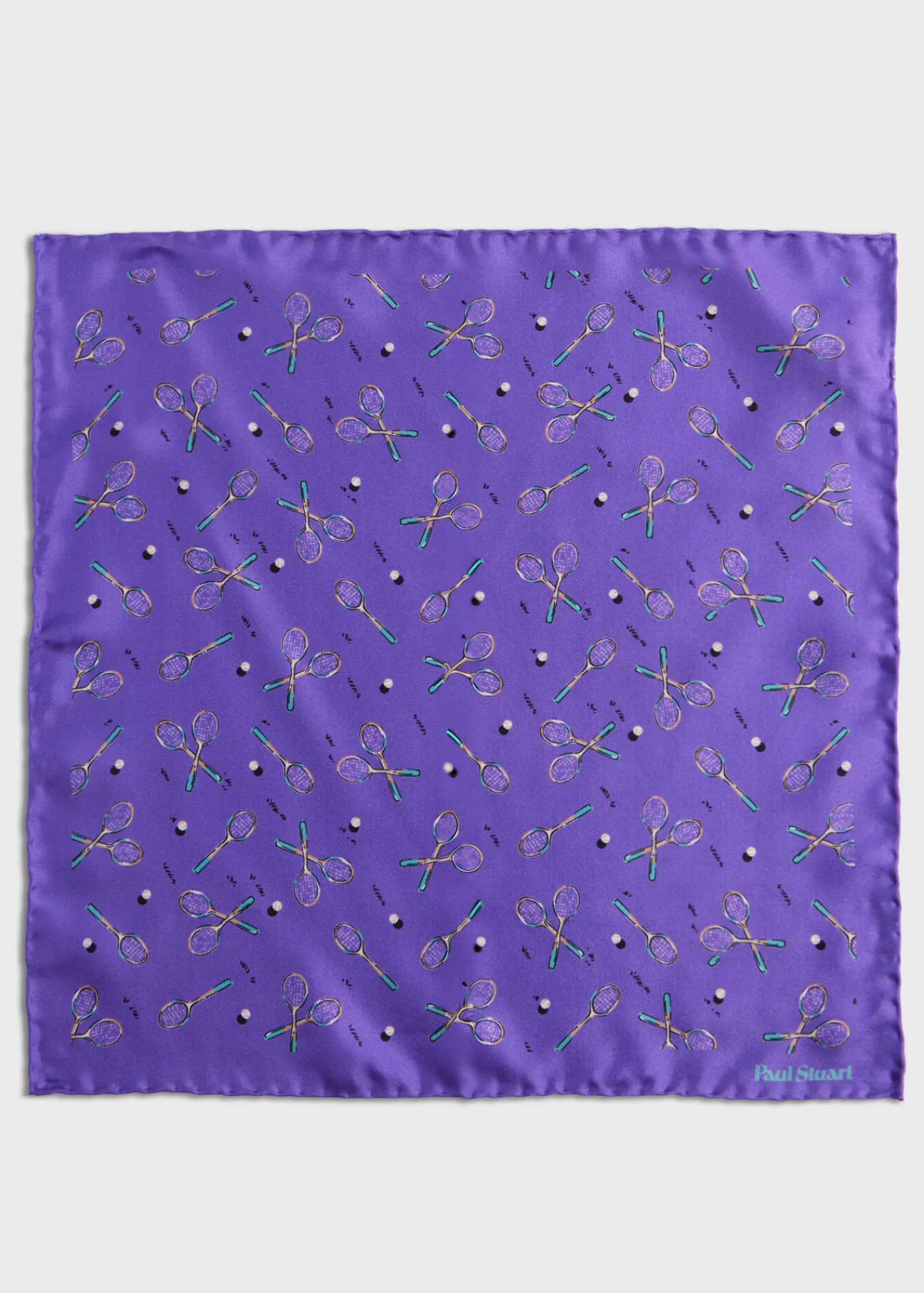 Paul Stuart Pocket Squares^Silk Twill Tennis Racket Print Pocket Square Lilac
