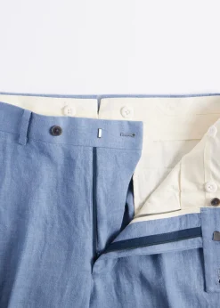 Paul Stuart Dress Pants^Soft Linen Canvas Dress Trouser Corn Flower Blue