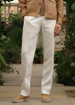 Paul Stuart Formal Shop|Dress Pants^Soft Linen Canvas Dress Trouser White