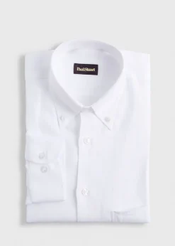 Paul Stuart Sport Shirts^Solid Linen Sport Shirt White