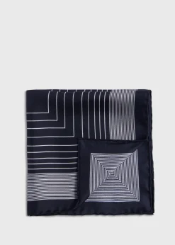 Paul Stuart Pocket Squares|Formal Shop^Square Pattern Silk Pocket Square Black