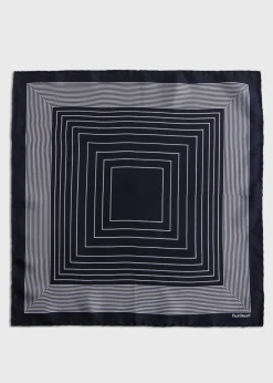 Paul Stuart Pocket Squares|Formal Shop^Square Pattern Silk Pocket Square Black