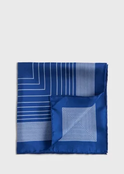Paul Stuart Pocket Squares^Square Pattern Silk Pocket Square Blue